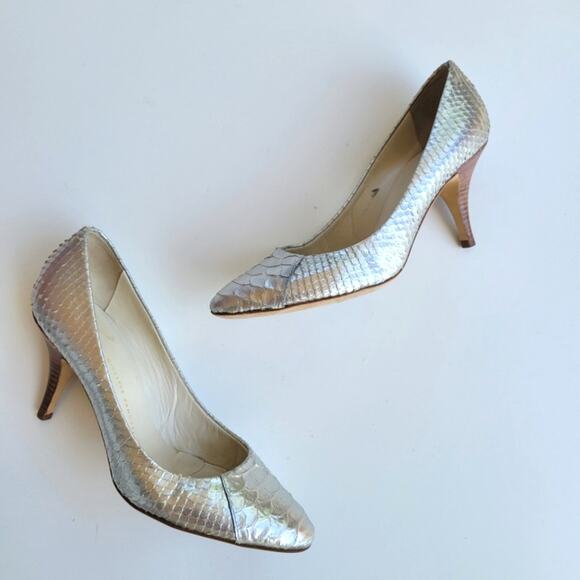 Giuseppe Zanotti Reptile Snakeskin Metallic Silver Heels Pumps 36 - Picture 1 of 8